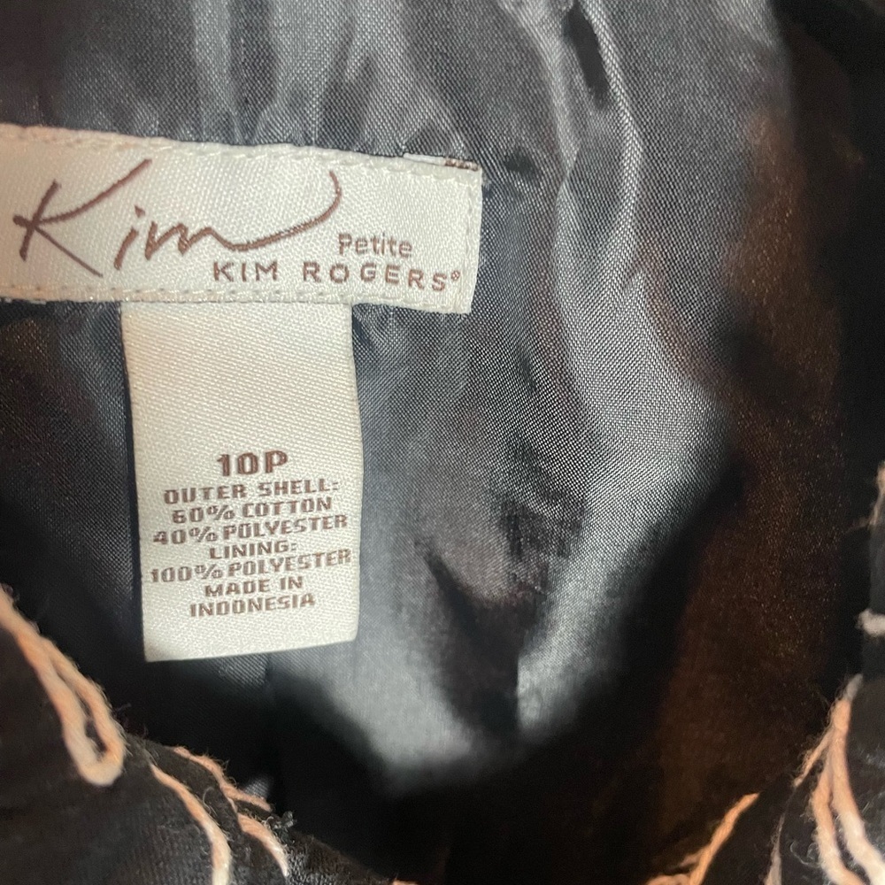 Kim Rogers Petite 10 Black White Floral Embroidered Cropped Jacket Blazer - Picture 9 of 10